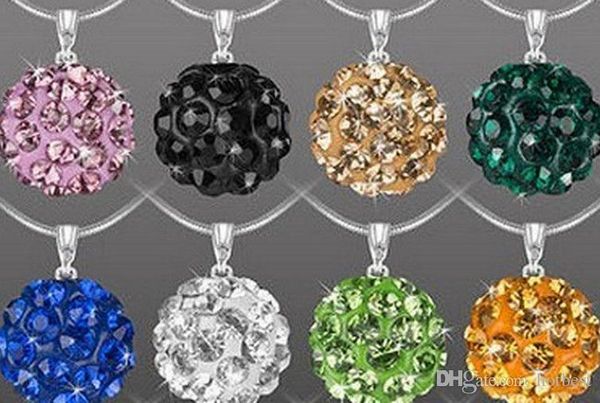 

gift pave crystal mixed 15 random color crystal pendant necklace rhinestones women jewelry, Silver