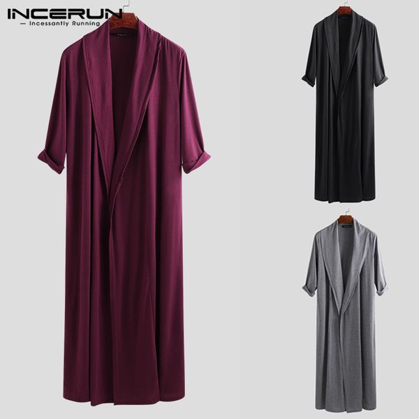

incerun 2019 new men trench coat long outerwear long sleeve solid cardigan streetwear casual cool stylish men jacket coat, Tan;black