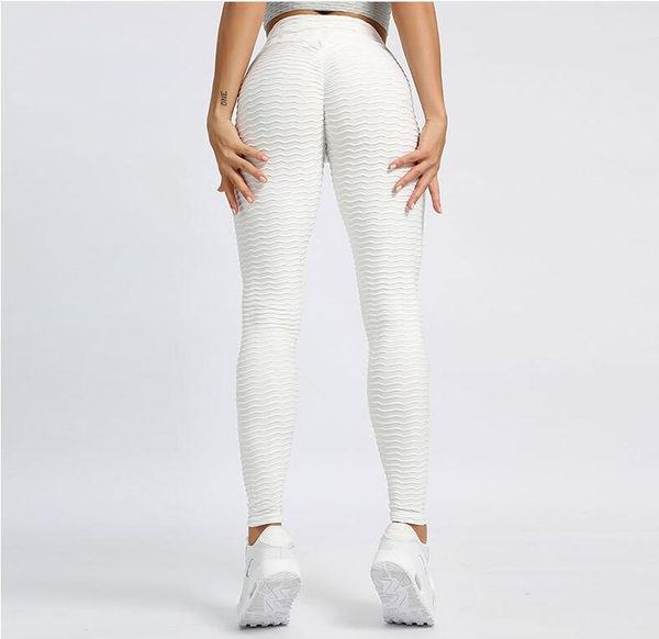 

2020 new multi-color popular cross-border polyester foam wavy pants breathable hip yoga pants show thin leggings women's wear, Black