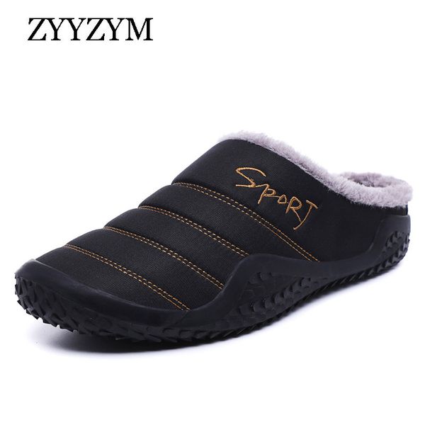 

zyyzym men slippers 2018 winter plush keep warm new fashion light home furnishing cotton slipper large size, Blue;gray