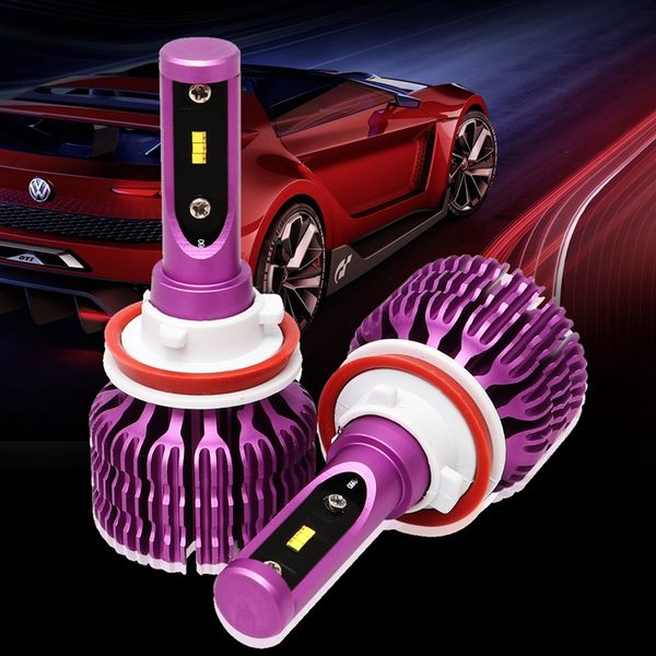 

h11 x9 2pcs car led headlight bulbs 6000k 36w 1800lm led headlamp fog light purple