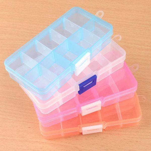 Organizador cosmético Caixa de armazenamento de plástico Nail Art Gems Jóias Beads Decoração Recipiente 10 Slots Titular