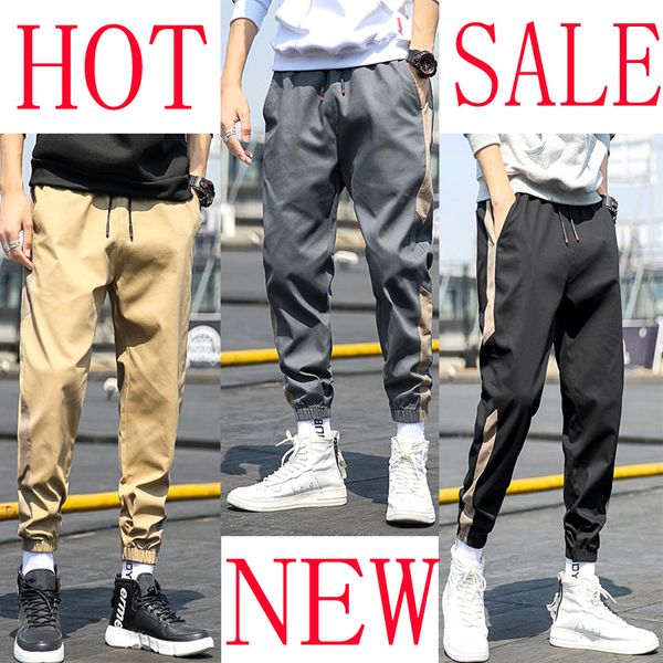 

workwear trousers men's leggings 2019 spring trend loose tide hip-hop loose hole leisure pants ins overfire man pant designing ing, Black