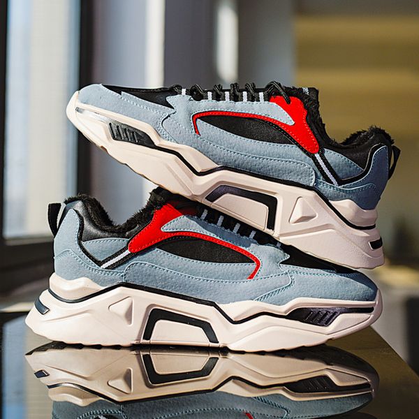 

2019 new casual shoes autumn men's fashion sneakers breathable lightweight lace-up color-block flats brand mens thick sole, Black