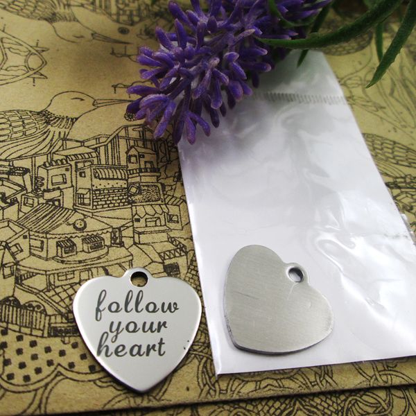 

40pcs--"follow your heart"stainless steel charms more style for choosing diy charms pendants for necklace, Bronze;silver