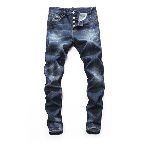 

mens designer jeans washed ripped casual pants embroidery hole ripped jeans man brand men pants purple brand jeans, Blue