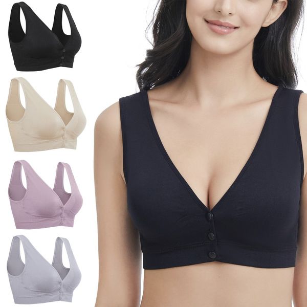 

pregnant woman nursing bra nursing bras stretch feeding bra front button-down vest type, Black;white