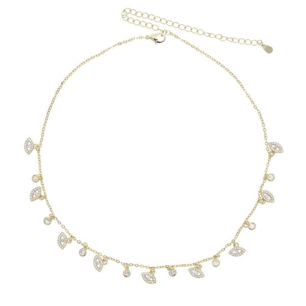 

multi gold color eye dot charm choker necklace for women charming chain chocker handmade party jewelry wholesale collares, Golden;silver