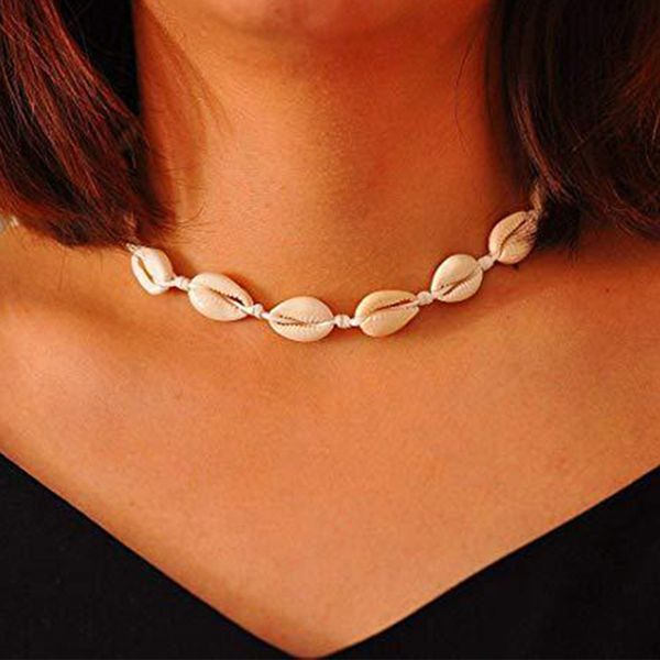 

women summer bohemian beach shell necklace handmade choker jewelry gift new, Golden;silver
