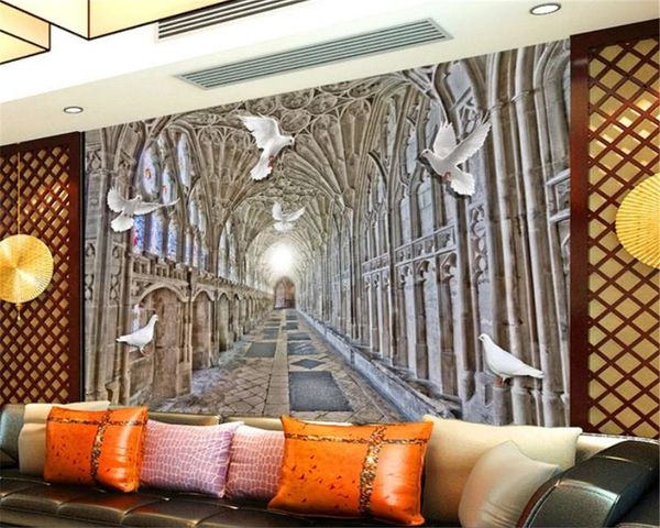 

custom any size 3d wallpaper european 3d space expansion peace dove mural tv background wall hd decorative beautiful wallpaper