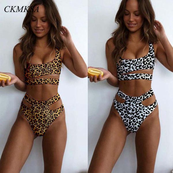 

2019 tankini swimsuit high waist leopard swimwear bandage vintage print bathing suit brazilian summer women beaching wear, White;black