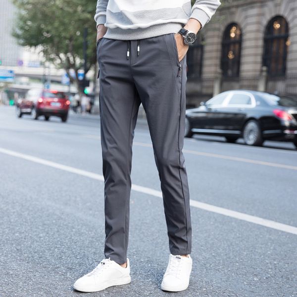 

new men's casual sports pants polyester fiber blend material straight leg slimming fashion street style lacing oversize m-5xl, Black