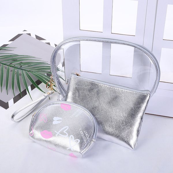 

cosmetic bags & cases 2021 ladies bag three-piece wash change holding waterproof fashion transparent women