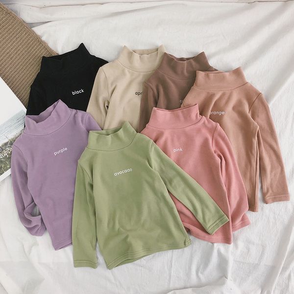 

winter boys girls double-sided plush warm base t shirts kids letters thicken long- sleeved children clothes y200704, Blue