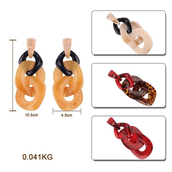 

wholesale-luxury designer vintage style exaggerated leopard pattern resin twisted multi geometry circles stud earrings for women 9 colors, Golden;silver