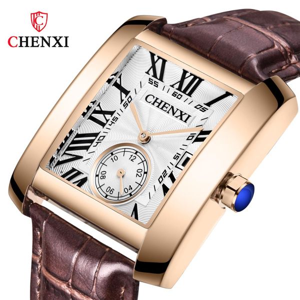 

fashion square watch men quartz waterproof business leather wrist watch men clock male relogio masculino, Slivery;brown