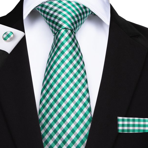 

hi-tie классические мужские смешанные цветные пледы hanky ​​запонки наборы для галстуков 100% шелковые галстуки формальные свадебные наборы, Black;blue