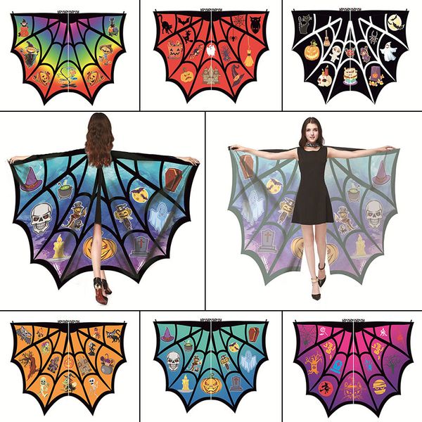 

halloween cosplay bat wing cape party pumpkin print cloak props costumes for men cape, Red;brown