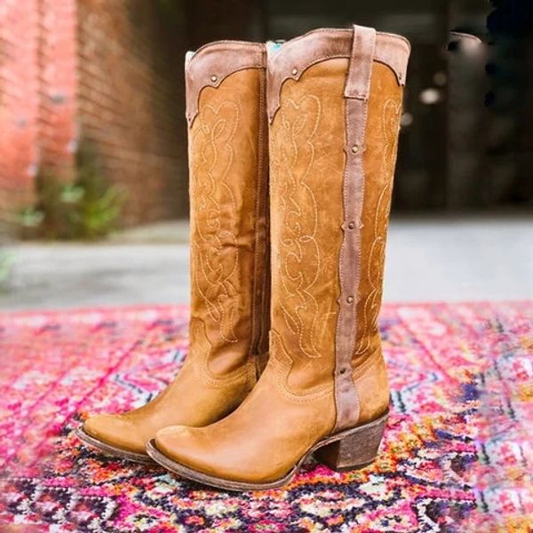 

oeak high boots women winter leather high heels pointed toe shoes woman vintage buckle strap platform over the knee boots, Black