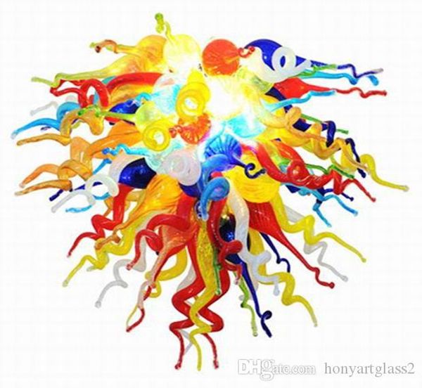 

multi color crystal art led decorative hanging glass chandelier 100% mouth blown glass pendant lamps for home decor
