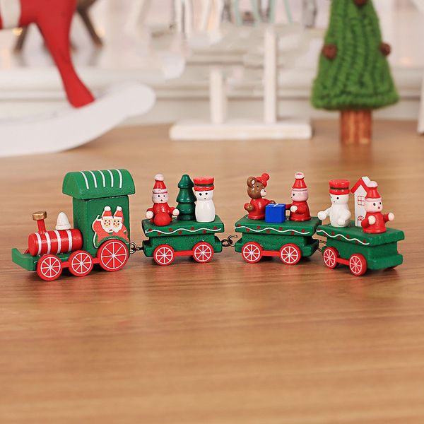 Christmas Train Painted Wood Childrens Toys Gift New Year