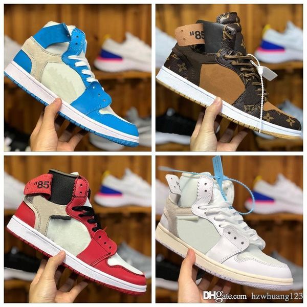 

1s powder blue unc white blue men women basketball shoes 1 white grey chicago red black sneakers new with box