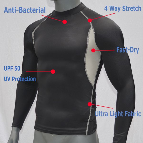 

black-длинный рукав / дышащего surf rash guard рубашка upf 50 quick dry top купальники rashguard 2019 серфинг тенниска для плавания, White;black