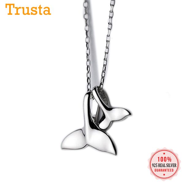 

tail necklace 100% 925 sterling silver sea-maid fishtail pendant birthday gift necklaces for women fine jewelry ds847