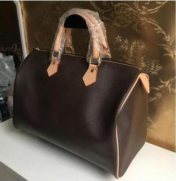 

2019 новая женская сумка speedy handbag дизайнерский кошелек из натуральной окислительной кожи коричневый с цветочным принтом 25 30 35см под