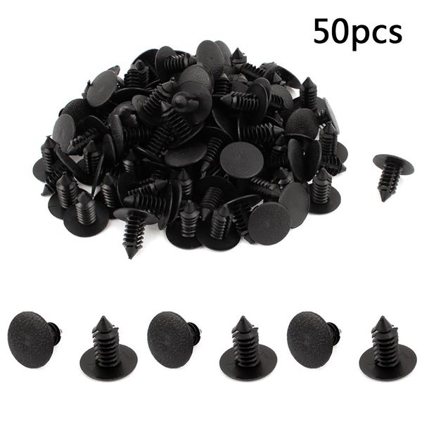 

50pcs 9mm gray plastic black door bumper fender rivet push clips for auto car