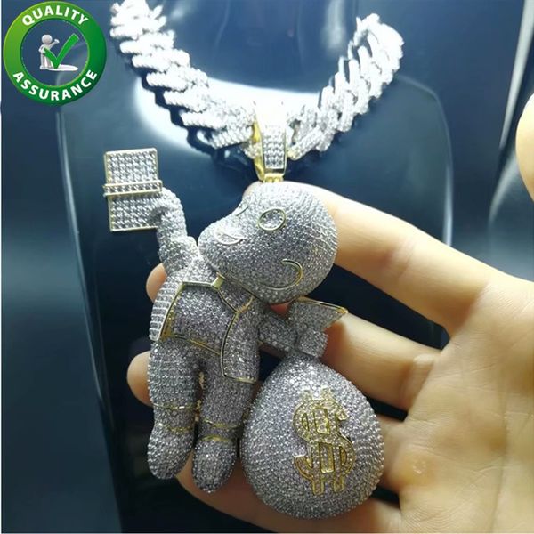 

iced out pendant luxury designer necklace hip hop jewelry mens diamond tennis chain miami cuban link bling gold pandora style charms fashion, Silver