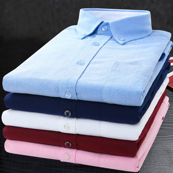 

2019 spring new cotton casual oxford men's washed shirt japanese slim long-sleeved shirt men's clothing qc079, White;black