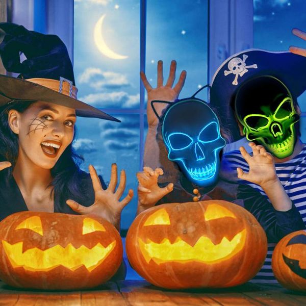

multicolor halloween skeleton led luminous mask fashion cosplay night club party mask glowing face dropshipping