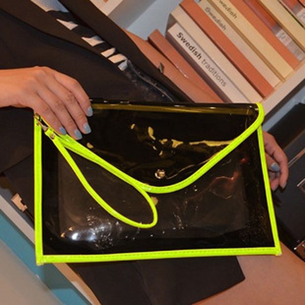 

2019 crystal envelope jelly single shoulder summer bag hand chain slant across women's bag clear purse handbags clutch