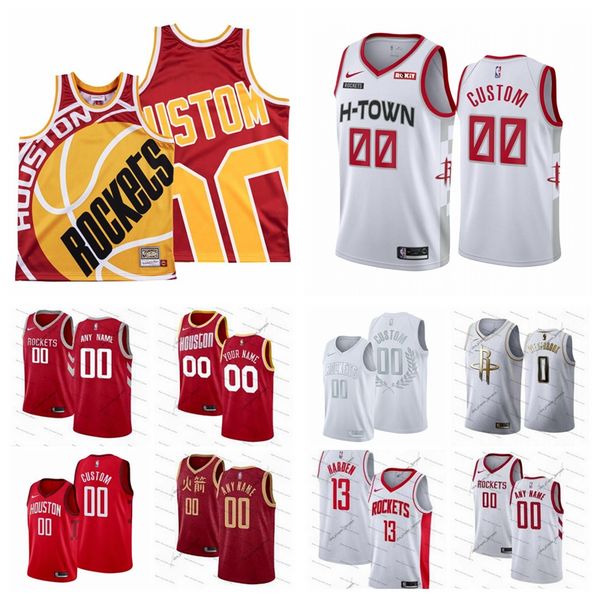 

custom rockets 10 gordon 16 mclemore 13 harden 0 westbrook men women kid any name number jersey 19/20 basketball jerseys, Black;red