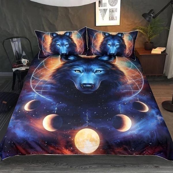 Wolf Totem Lion Printed Bedding Set With Pillowcases Queen King