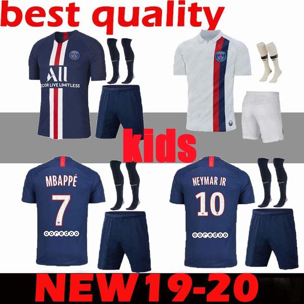 

Kid kit 19 20 maillot de foot p g occer jer ey mbappe 2019 2020 champion league pari g home away cavani di maria child football hirt