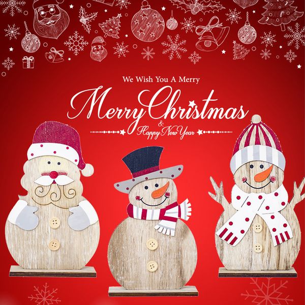 

christmas tableornaments standing wooden santa claus snowman art craft home decor xmas gifts