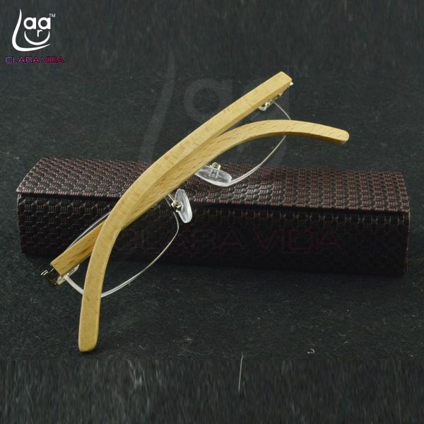 

natural bamboo wood temples frame blu light blocking coating rimless reading glasses +0.75 +1 +1.25 +1.5 +1.75 +2 to +4, White;black