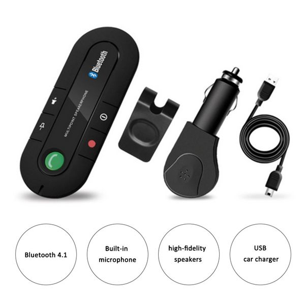 

wireless bluetooth 4.1 hands-car kit sun visor speakerphone bluetooth speaker mp3 music player car charger drop shipping