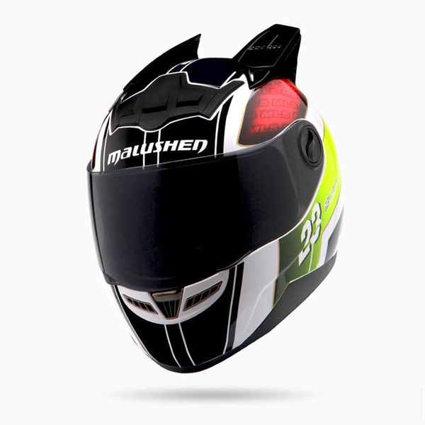 

malushen brand motorcycle helmet no.23 helmet with black horns off road casque professional design full face