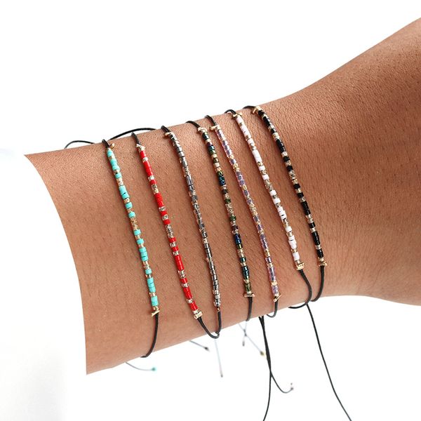 

boho beads rope bracelets for women girls friendship bracelet bangle jewelry handmade colorful charm bracelet femme gift, Golden;silver