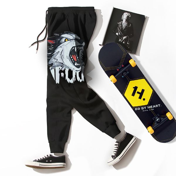

роскошная sweatpants крупных мужчин вскользь личность жира хвостами брюки жира тенденция свободные брюки баскетбол, Black