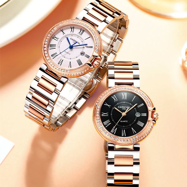 

elegant ol office lady full steel bracelet watches women roman numbers business dress wrist watch imported quartz crystals watch t200420, Slivery;brown
