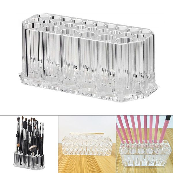 

26 holes acrylic transparent makeup brush storage box for daily use lbshipping