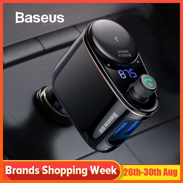 

baseus car fm transmitter bluetooth handscar kit dual usb output with expansion of cigarette lighter port audio mp3 player
