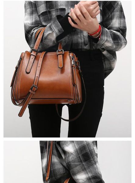 

сумочка 2020 новая мода одно плечо сумка посыльного ретро масло воск кожа женская сумка