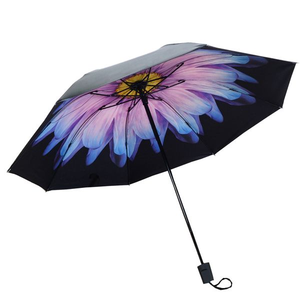 

anti-uv sun rain protection windproof parasols coloured glaze 3 folding umbrella