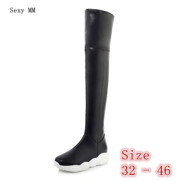 

spring autumn winter women over the knee boots platform woman thigh high boots botas small plus size 32 33 -40 41 42 43 44 45 46, Black