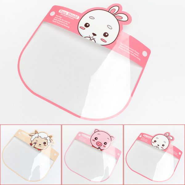 

50pcs kids children cartoon transparent face shield anti-saliva protective visor face mask protection full masque wholesale, Blue;gray